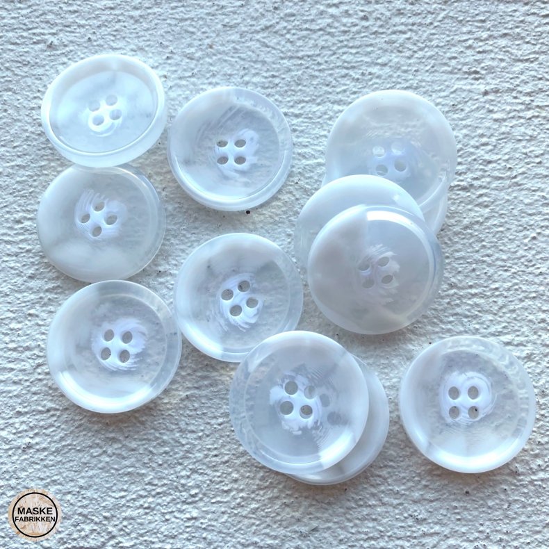 Semitransparent knap - hvid, 25 mm