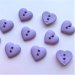 Knap 2 hul, lilla hjerte, 15 mm