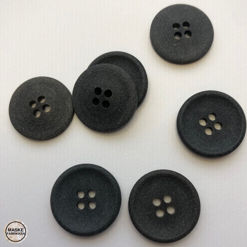 Sort/koks mat knap 4-huls, 18 mm