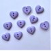Knap 2 hul, lilla hjerte, 15 mm