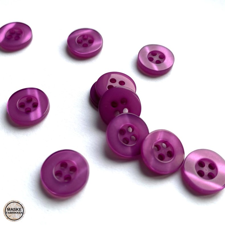Rdlilla knap 4-huls, 12 mm
