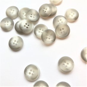 Lysegr knap i hornlook 4-huls, 15 mm