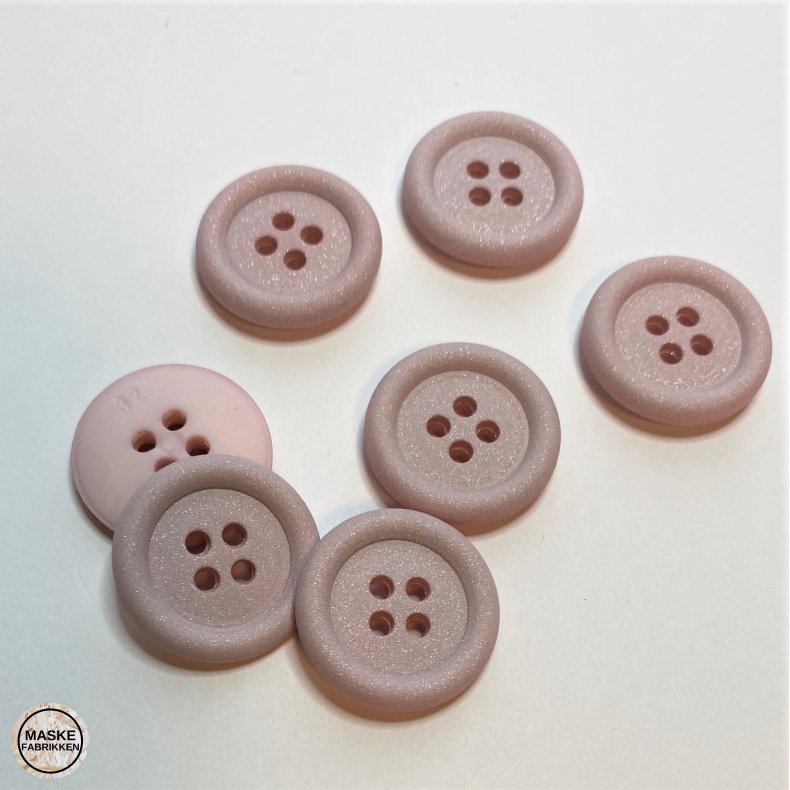 Mat glimmerknap 4-huls, 20 mm - lyserd
