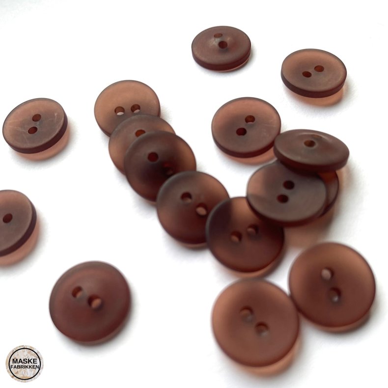 Mat brun 2-huls knap, 12 mm