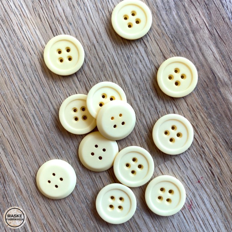 Gul mat knap, 4-huls, 20 mm