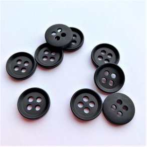 Sort mat knap, 4-huls, 15 mm
