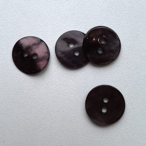 Perlemorsknap, mrkebrun, 2-huls, 15 mm