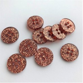 Mokka glimmerknap 4-huls, 15 mm