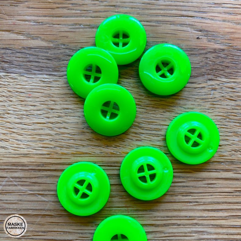 Knap 4-hul 20 mm - neon grn