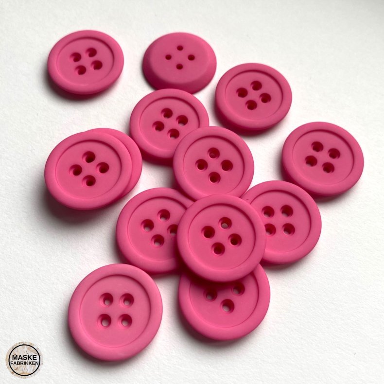 Pink mat knap, 4-huls, 20 mm