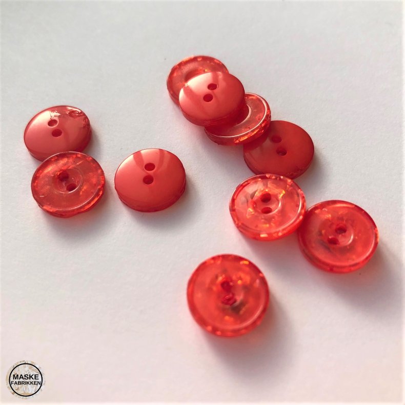 Rd shiny knap 2-huls, 11 mm