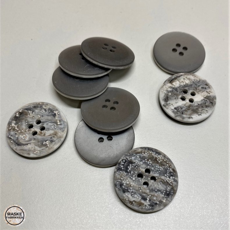 2-sidet knap, sters, 4-huls, 25 mm