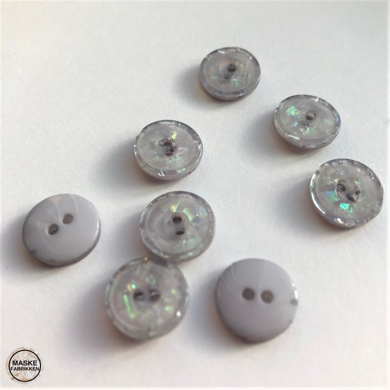 Gr shiny knap 2-huls, 11 mm