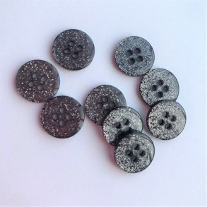 Sort glimmerknap 4-huls, 12 mm