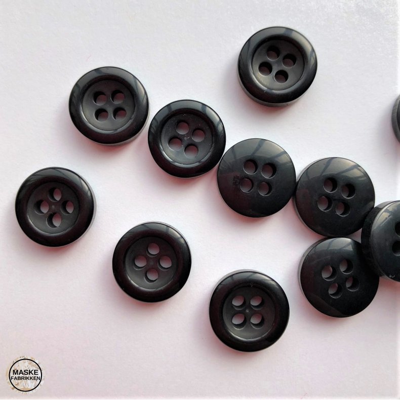 Sort knap 4-huls, 13 mm