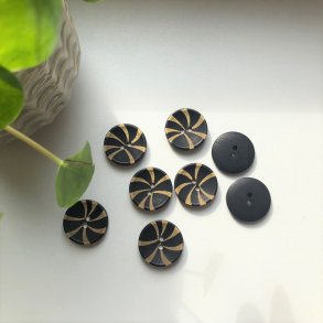 Knap sort/guld, 2-huls, 28 mm