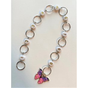 Strikkefisk - 9 ringe, slvlook med sommerfugl og tal