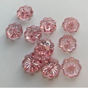 Blomsterknap 2-huls, 15 mm - transparent syren