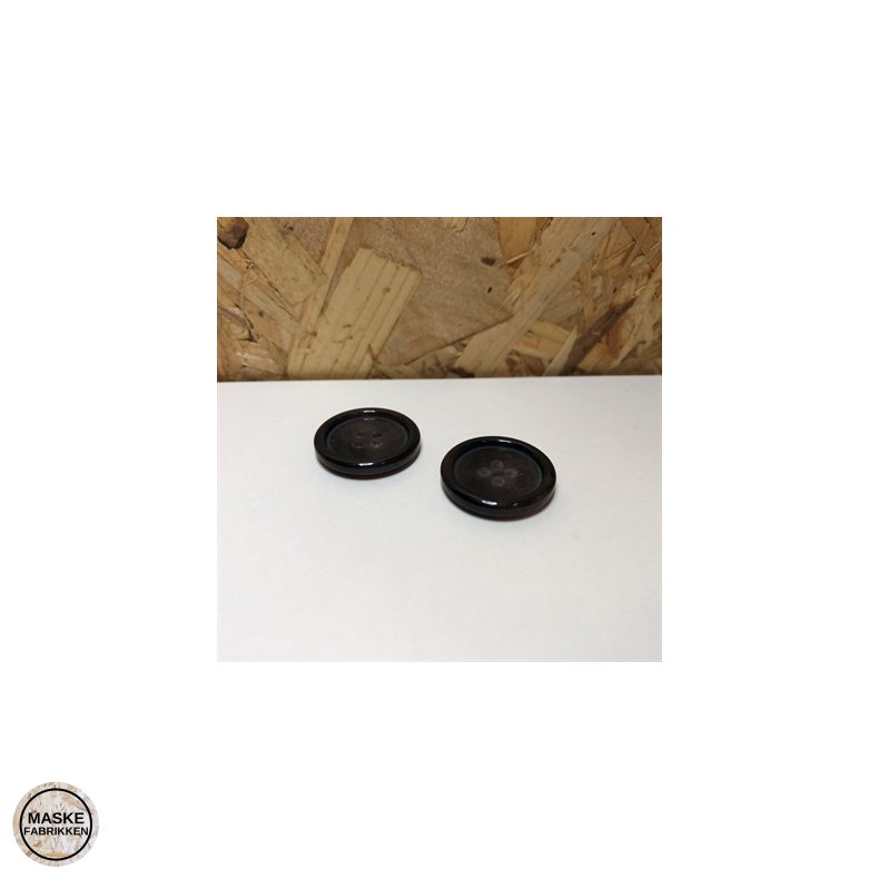 Brun knap i hornlook 4-huls, 20 mm