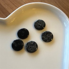 Sort knap med marmor udtryk, 2-huls, 14 mm