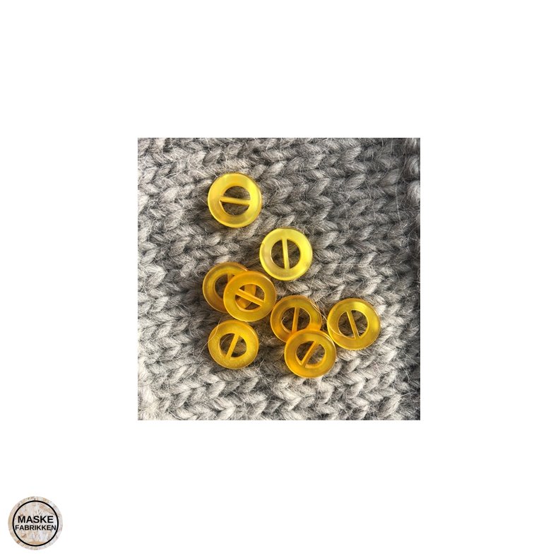 Gul knap med perlemorslook, 2-huls, 15 mm