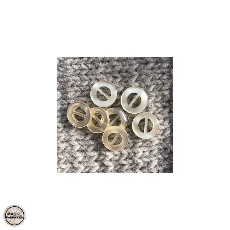 Hvid knap med perlemorslook, 2-huls, 17 mm