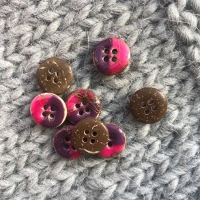 Kokosknap med glasur og guld, 4-huls, 12 mm