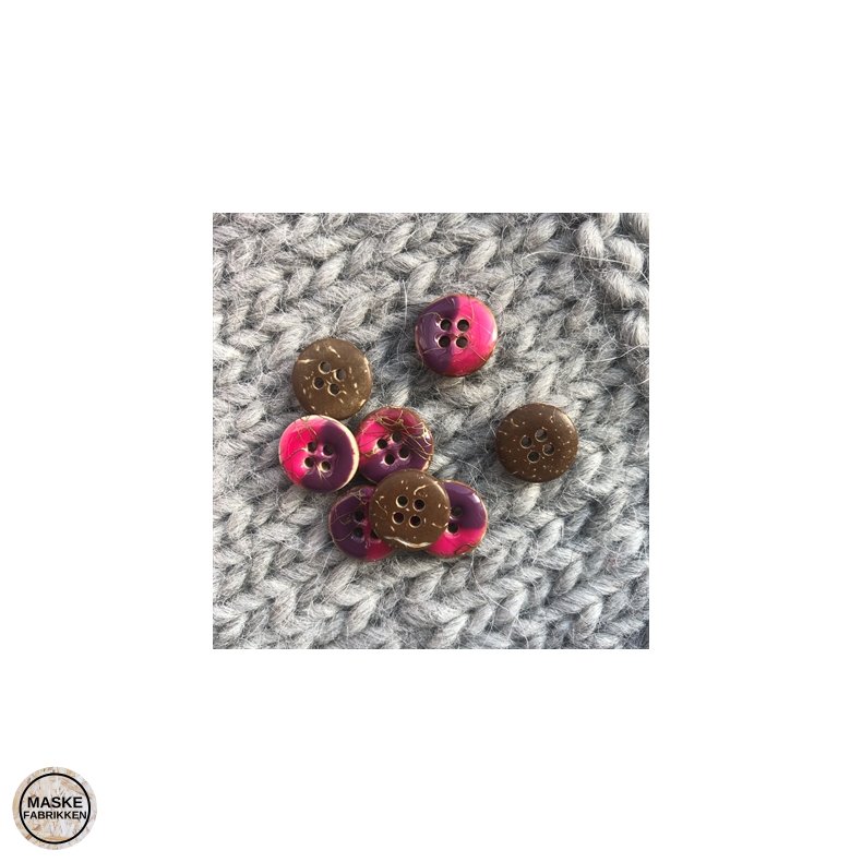 Kokosknap med glasur og guld, 4-huls, 12 mm