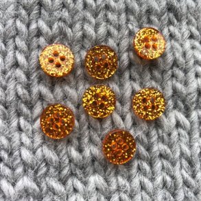 Orange glimmerknap 4-huls, 11 mm