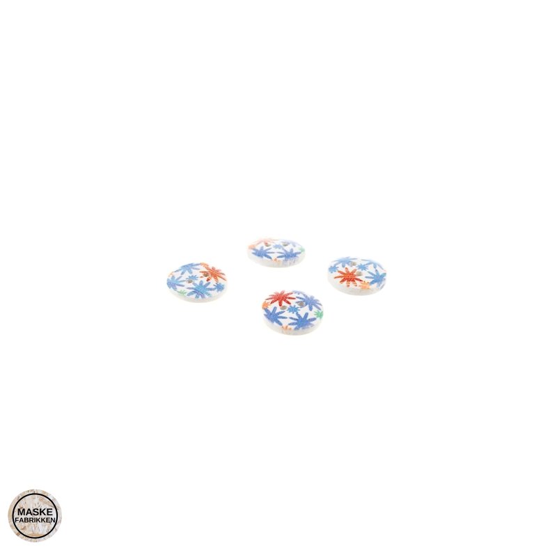 Trknap 15 mm med hjerte og blomstermotiver