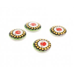 Trknap 2 hul, 15 mm - 3 ringe og gule ruder