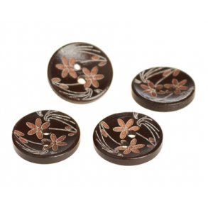 Trknap 2 hul, 20 mm blomstermotiv